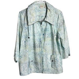 Chico's Zenergy Multicolor 3/4 Sleeve Neema Sunwash Print Full Zip Jacket Large